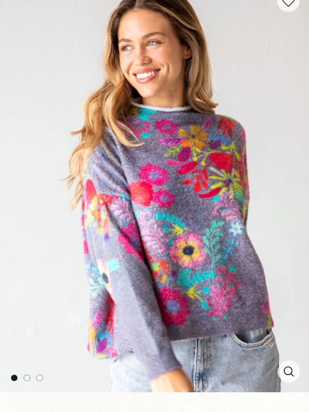 Cashmere-Like Mock Neck Sweater M - Picture 3 of 4